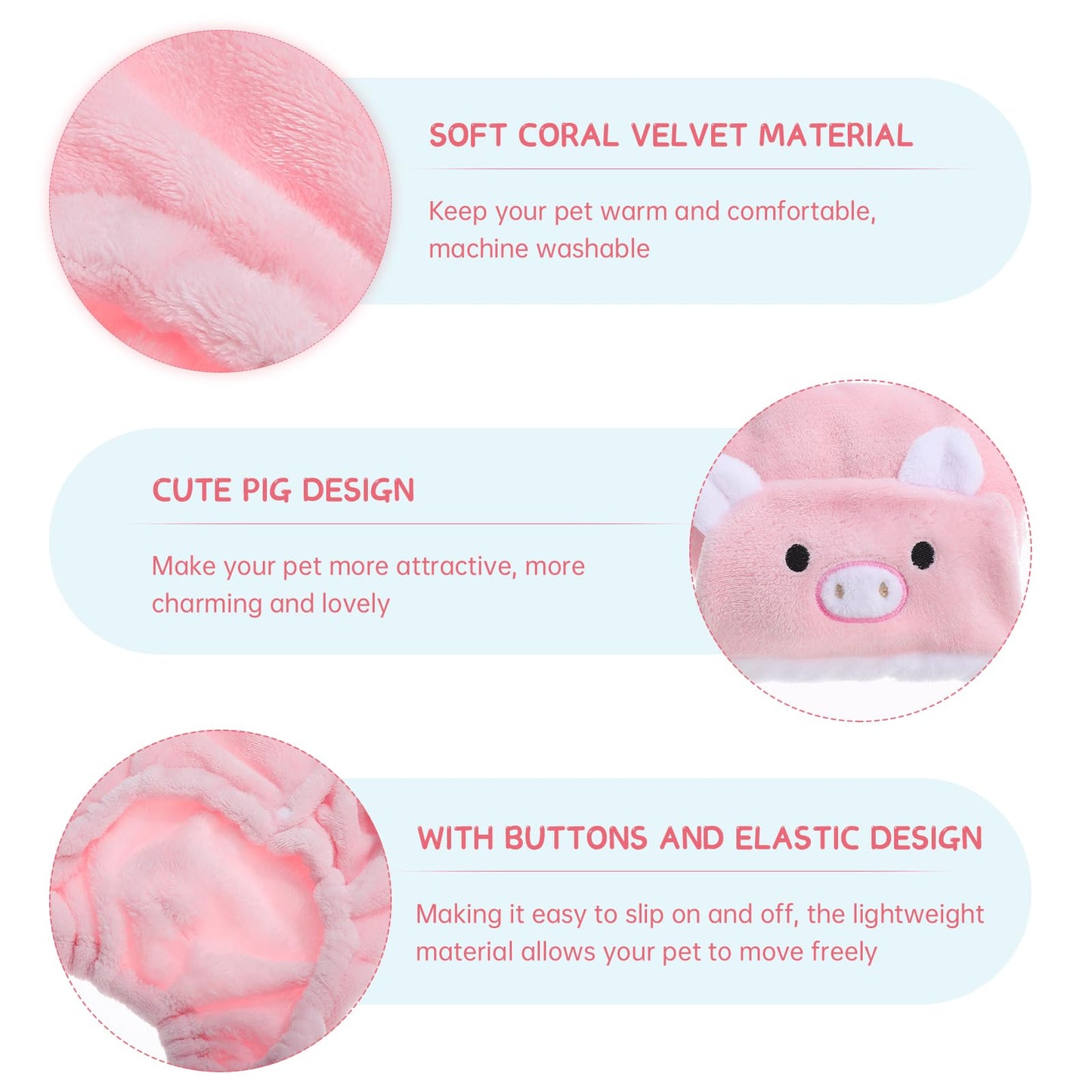 POPETPOP Small Pig Dog Costume, Cute Pink Pig Design Warm Hoodies for Dogs Cats, Halloween Christmas Cosplay Pig Dog Costume for Teacup Chihuahua, XXL