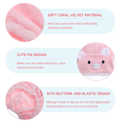 POPETPOP Small Pig Dog Costume, Cute Pink Pig Design Warm Hoodies for Dogs Cats, Halloween Christmas Cosplay Pig Dog Costume for Teacup Chihuahua, XXL