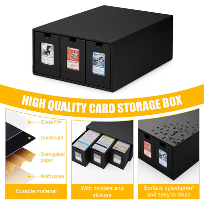 ROLOSI Trading Card Storage Box,[Viewing Windows] 12000+ Cardboard Cards Organizer Box with 48 Dividers for 5800+ Double-Sleeved Cards, for TCG,MTG,YuGiOh,PTCG, Game Sports Cards