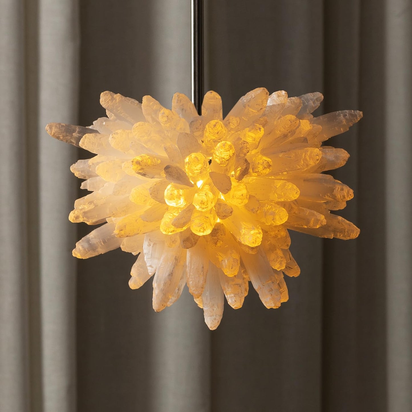 YeasHome Selenite Crystal Pendant Light, 12 Inches, White