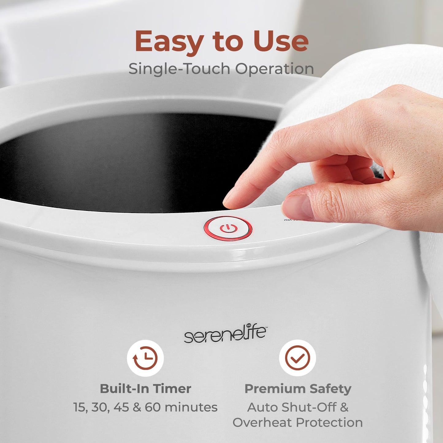 SereneLife Towel Warmer, 20L Capacity Hot Towel and Blanket Warmer with Digital Display, Adjustable Heating Time (20-90 min), Holds 2 Large Towels, Fragrant Disc Holder, 13” x 13” x 19” - inches