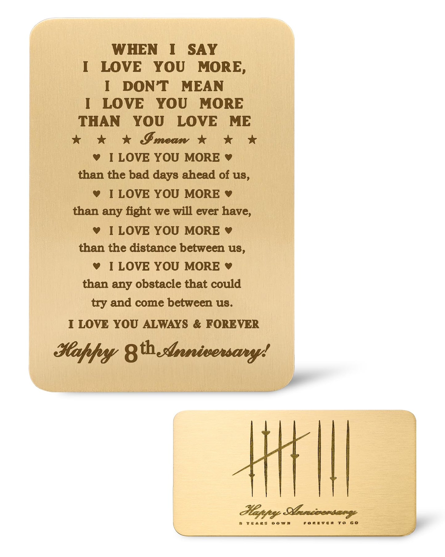 MagEnergy 8 Year Anniversary Card Gifts for Him, Handmade Bronze Love Card for Husband, Romantic 8th Anniversary Card for Wife, 8th Wedding Wallet Card Gift