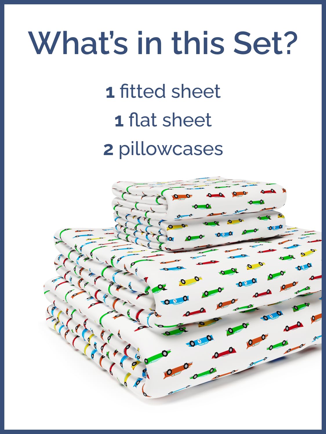 Kids Full Size Bed Sheet Set - 4 Piece Kids Loft Bed Sheets - Cars Cartoon Truck Themed Bedding - Soft, Cute - Breathable & Machine Washable - Cute Transport Bed Set for Boys, Girls, Teens & Toddlers