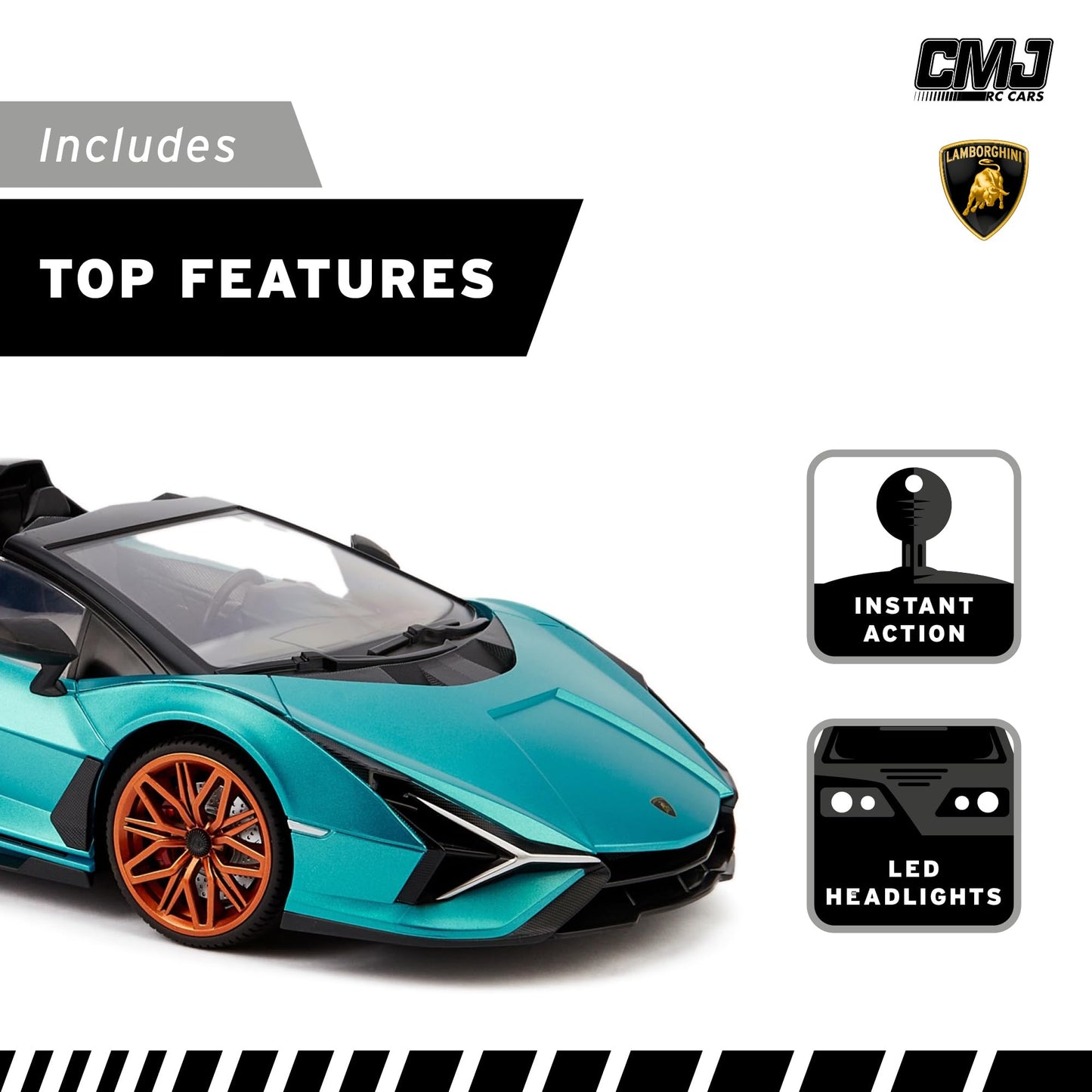 1:24 Scale Officially Licensed RC Lamborghini Sián FKP 37, Blue Lambo Sport Racing Hobby Toy Car Model Vehicle for Boys Girls and Adults Gift