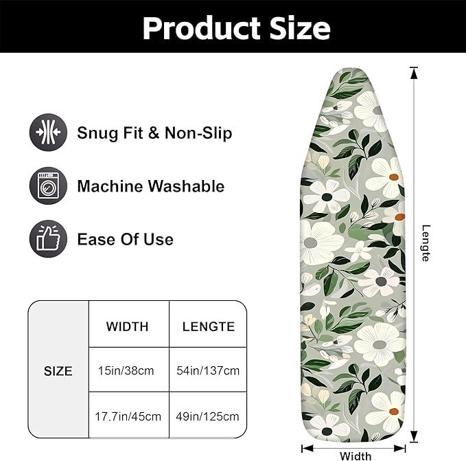 Floral Ironing Board Cover, Standard Size Cotton Iron Board Covers