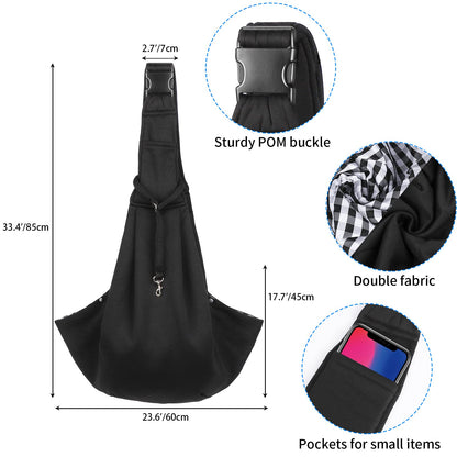 Sarsumir Dog Carrier Bag Dog Sling, Pet Carrier for Small Medium Cat Dog, Puppy Carrier with Adjustable Shoulder Strap Puppy Sling for Travel Walking Shopping, Black