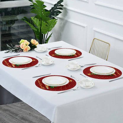 6 Pack Round Placemats Christmas Tree with Gift Boxes Table Mats Heat-Resistant Stain Resistant Anti-Skid Washable Placemats 15.4 Inch
