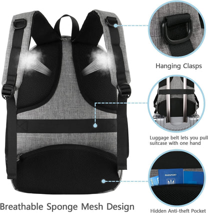 MATEIN Travel Laptop Backpack, Work Bag Lightweight Laptop Bag with USB Charging Port, Anti Theft Business Backpack, Water Resistant School Rucksack Gift for Men and Women, Fits 15.6 Inch, Grey