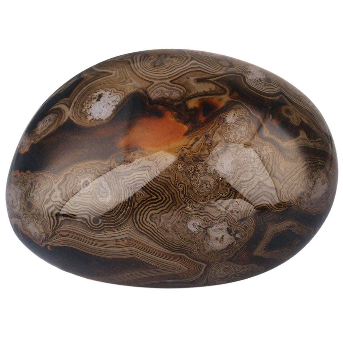 rockcloud Irregular Polished Banded Agate Palm Stones Worry Stones Pebble Healing Crystal with Velvet Bag