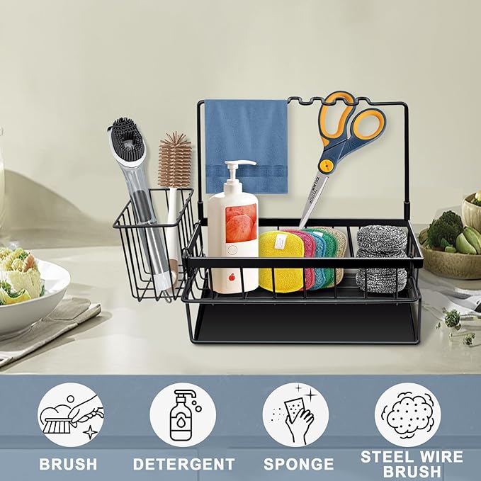 Yazoni Sponge Holder for Kitchen Sink, Rustproof Kitchen Sink Organizer