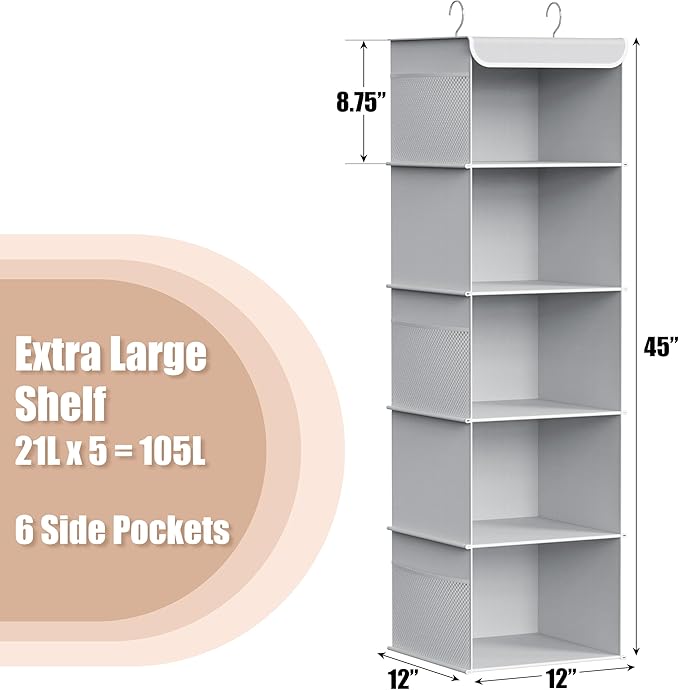 Simple Houseware 5 Shelf Hanging Closet Organizer