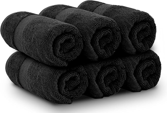 White Classic Luxury Black Hand Towels