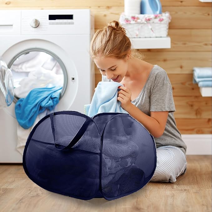 Collapsible Laundry Baskets, 90L Large Foldable Laundry Basket, Durable Mesh