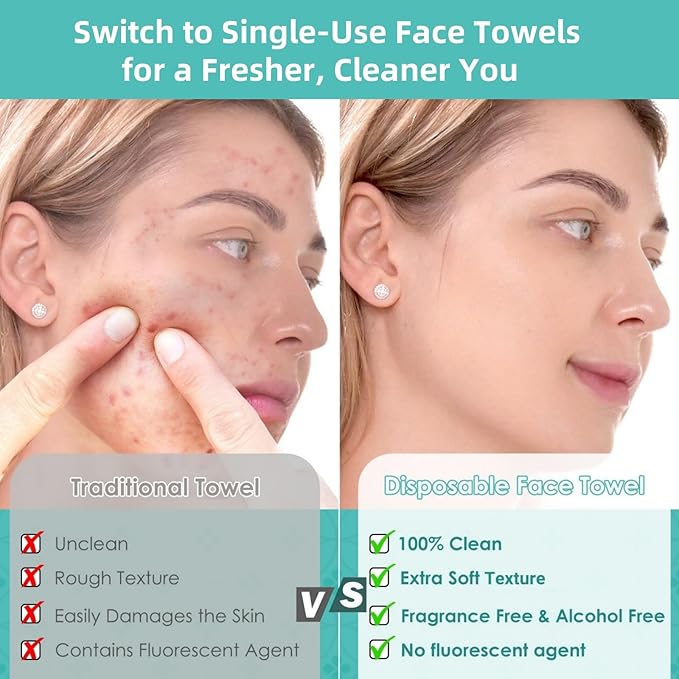 Ditoi Disposable Face Towels, Ultra Soft &Thick Face Dry Wipes