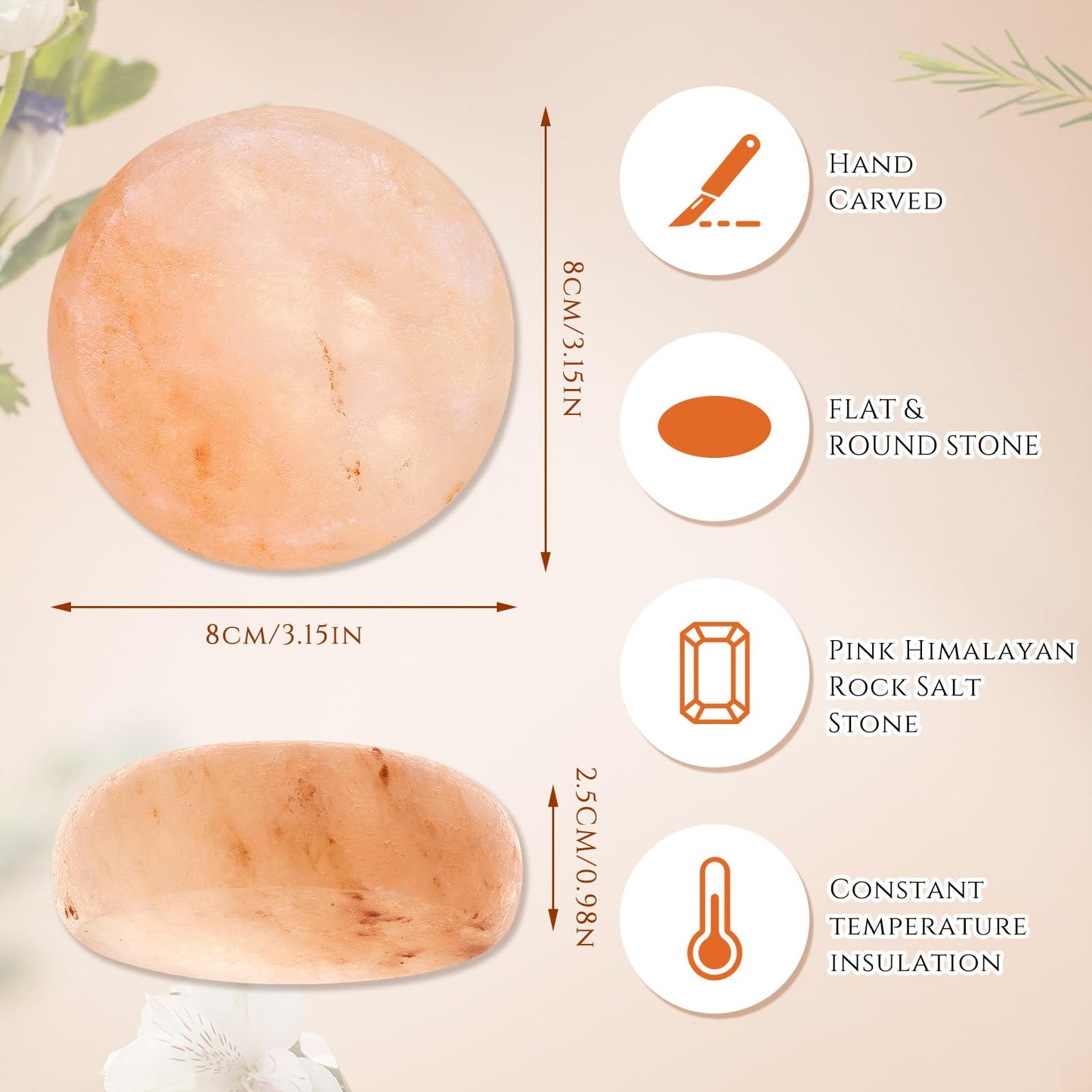 Swiffen 10 Pack Himalayan Salt Massage Stones, Fathers Day Dad Gifts, Flat Oval Pink Crystal Spa Stones for Relaxation, Self Care, Cold Stone for Massage, Deodorant and Salt and Sugar Scrubs
