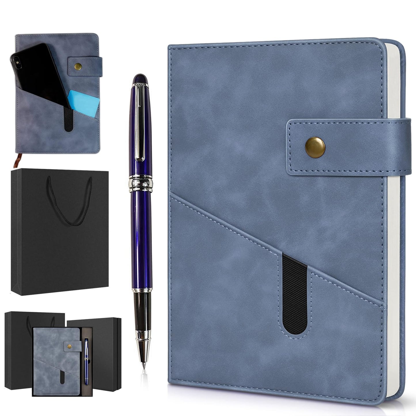 vfaejll A5 Lined Leather Journal Notebook,Hardcover Journal Set with Pen and Gift Box,100Pages 100gsm Thick Ruled Paper Daily Diary for Men Women School,Travel,Business,Work,Writing 5.9" X 8.4"