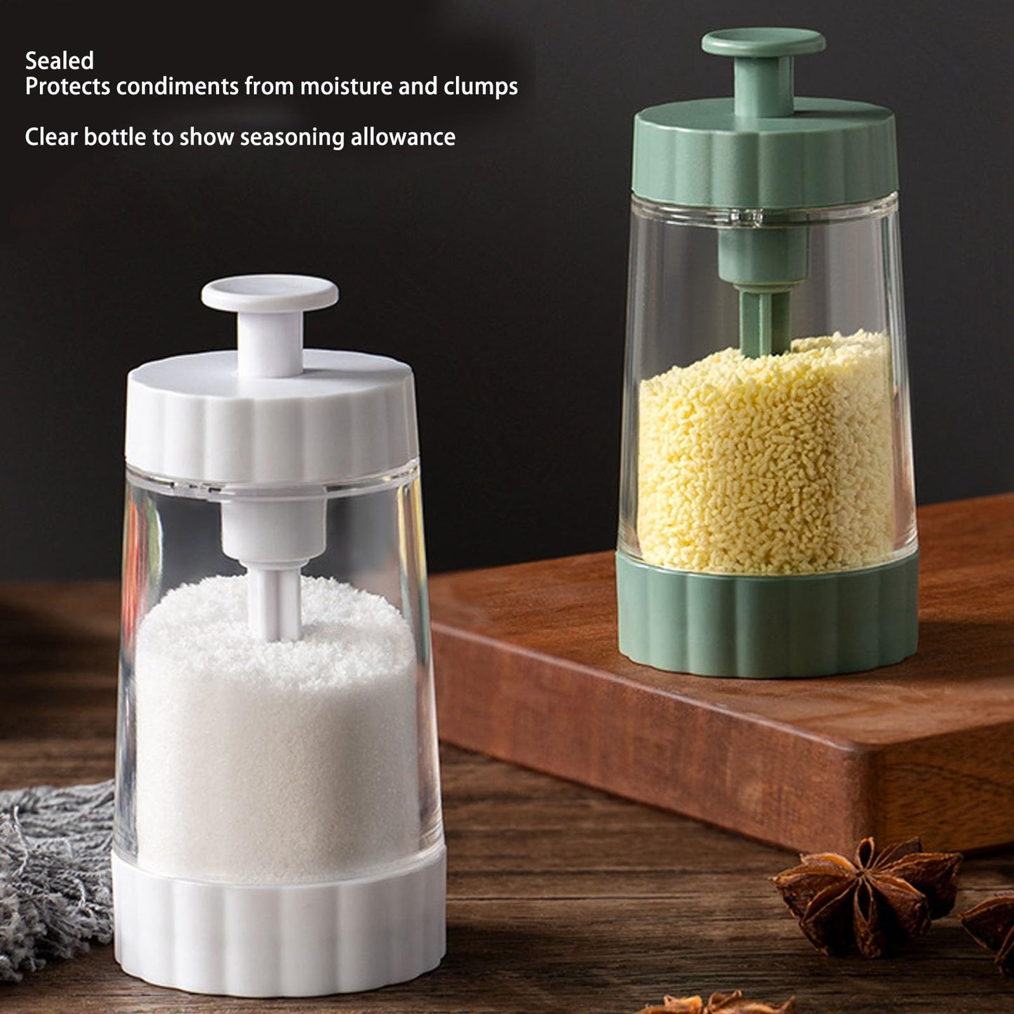 Glass Salt Shaker Dispenser, Quantitative Salt Shaker Ration Dispenser Air Tight Clear Glass Seasoning Bottle for Kitchen Camp (White)