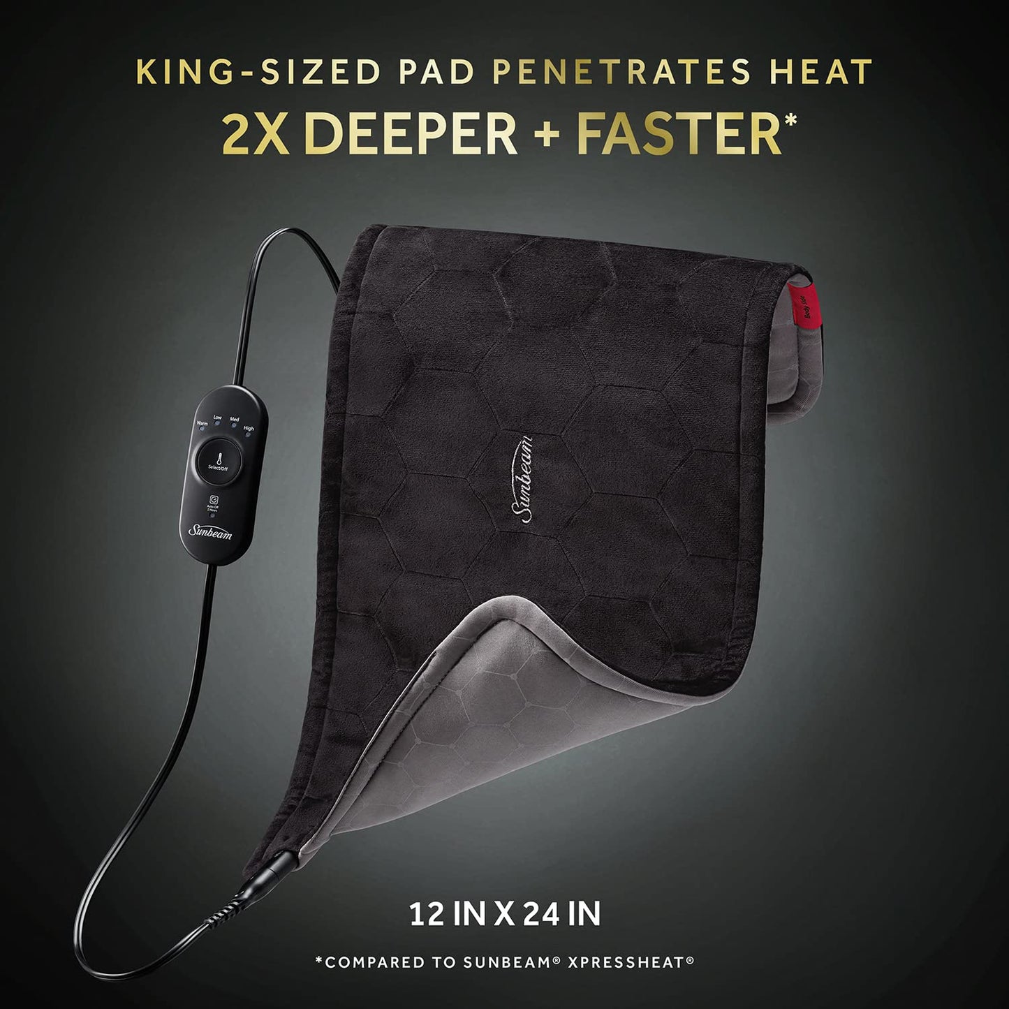 Sunbeam AdvancedHeat King-Sized Heating Pad, Sunbeam Heating Pad for Tough Pain Relief
