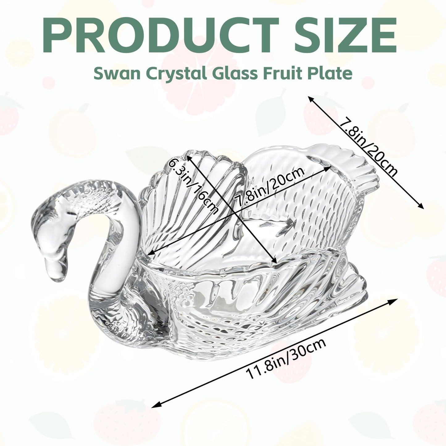 Wenceda Clear Crystal Swan Decorative Bowl,11.6"x6.9" Glass Bowl for Fruits Candy Tabletop Swan Design Centerpiece Bowl Snack Plate