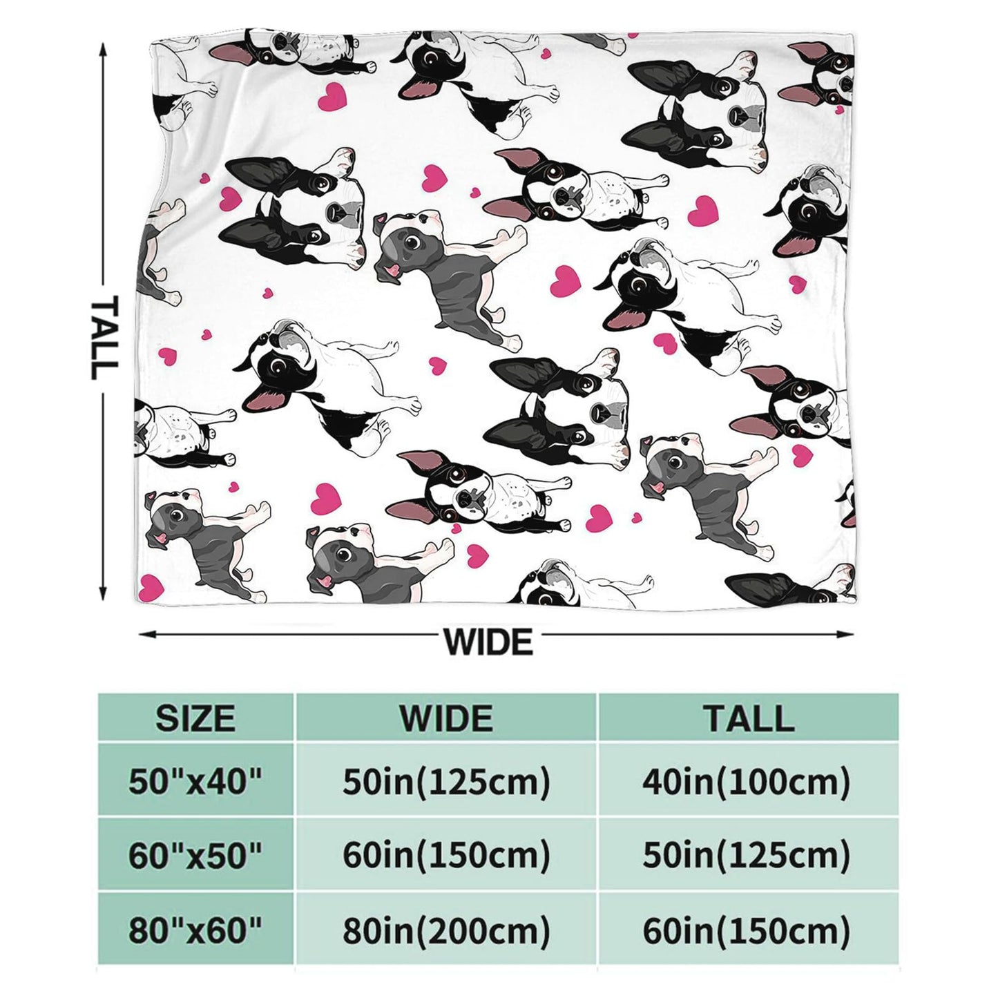 Tijuboni French Bulldog Throw Blanket Dog Gifts for Girls Boys Women Men Kids Adults Soft Flannel Fleece Blanket for Couch Sofa Bed Home Decor 40"x50"