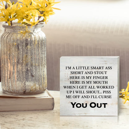 I’m a Little Smart Wooden Box Sign with Saying Desk Decor 5 x 5 Inch Sarcastic Box Sign Wood Plaque Block Sign Rustic Home Decor