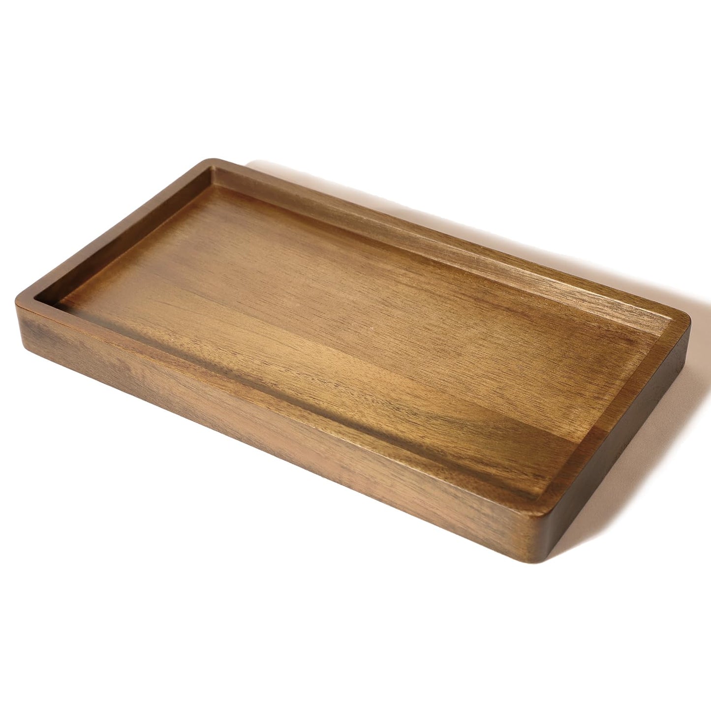 FONMY Rectangular Small Bathroom Vanity Tray for Countertop Makeup Perfume Jewelry Decor Candle Keys,Kitchen Tray for Soap Dispenser Spice,Solid Wood Toilet Tray,9.25inch L