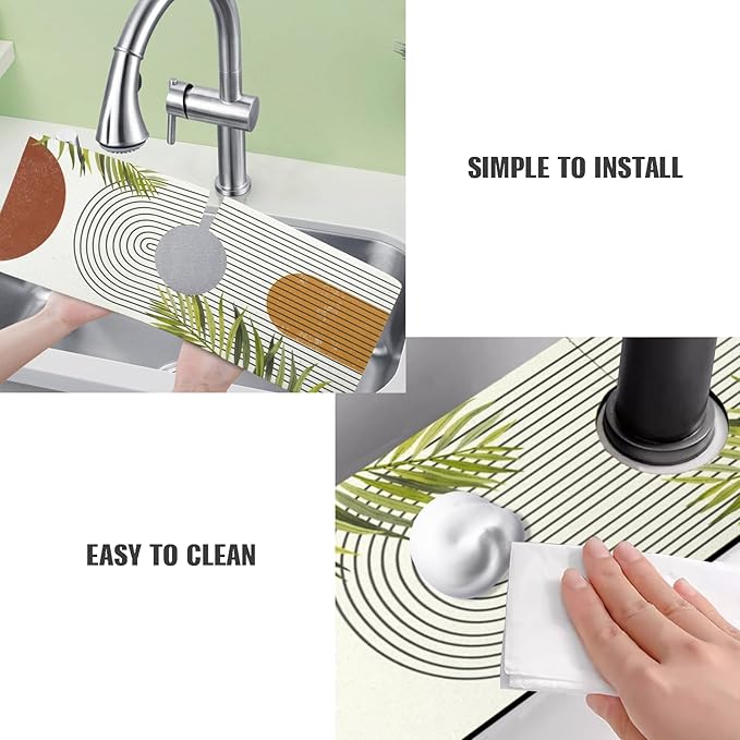 Sink Faucet Absorbing Mat, 2 Pack Drying Mat Around Faucet Sink Splash Guard