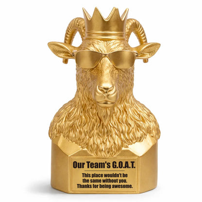 FRBFRB Staff Appreciation Gifts for Coworkers, Employees - Our Team's G.O.A.T. Gold Statue | Thank You Gifts for Women, Admin Professional Day, Work Bestie Farewell, Office Decor - 6.7"