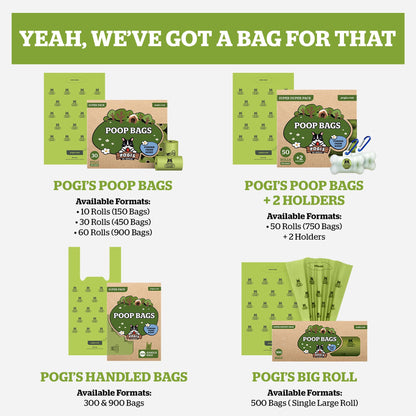 Pogi’s Dog Poo Bags with Handles – Extra Thick, Leak-Proof, Large, Fresh Scented, 300-Count
