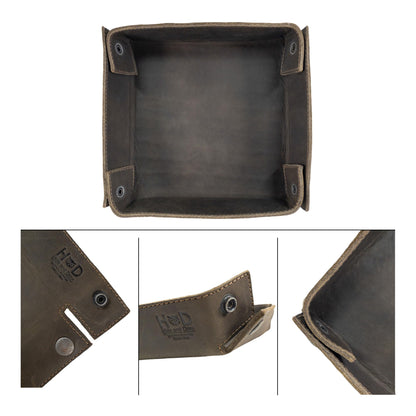 Hide & Drink, Leather Catchall Change Keys Coins Jewels Box Tray Big Storage, Handmade Includes 101 Year Warranty :: Dark Jade
