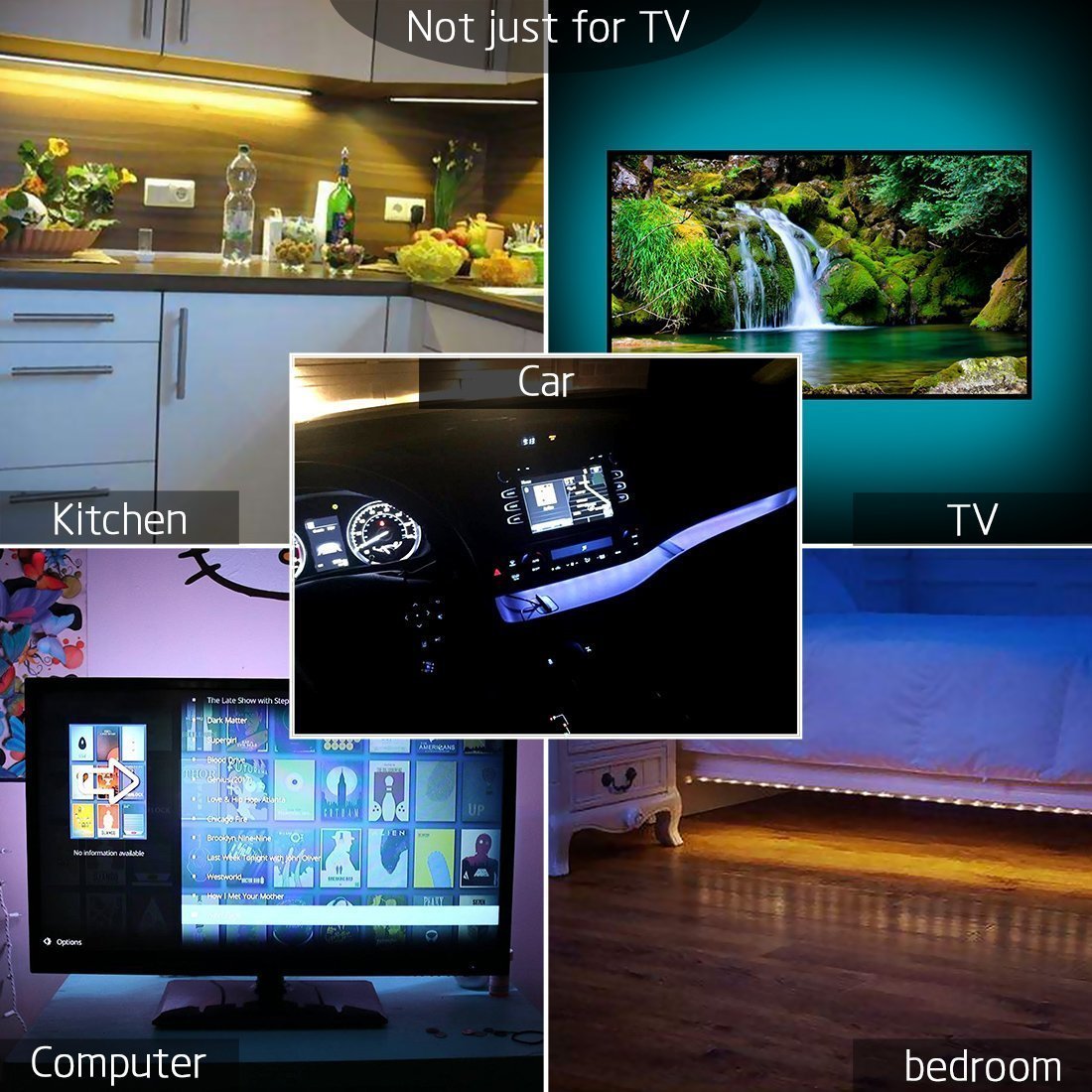 LED TV Backlight,SMY USB LED Strip Light,RGB Multi-Colour LED Light Strip Kit Waterproof IP65, 30LED with Wireless Remote Controller for TV/PC/Laptop Bias Lighting (3.28Ft)