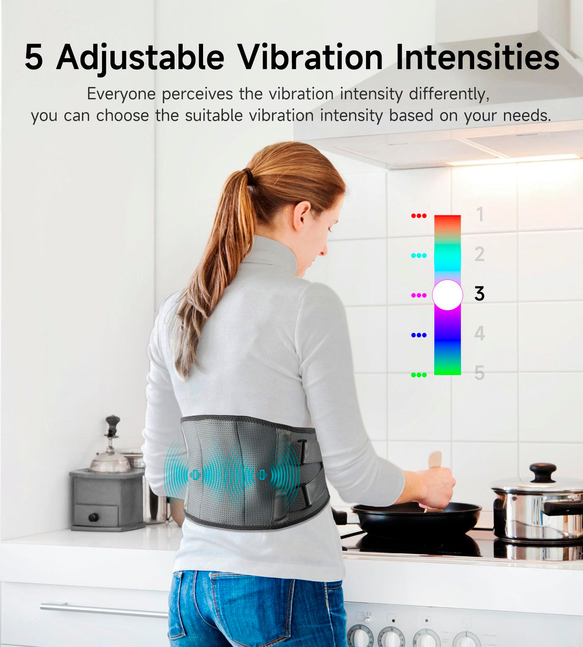ALLJOY 67" Cordless Heating Pad for Back Pain Relief FSA HSA Eligible, Birthday Gifts for Women Men Mom Dad, Portable Lower Back Massager with 3 Heat 5 Vibration, Lock Screen Supported