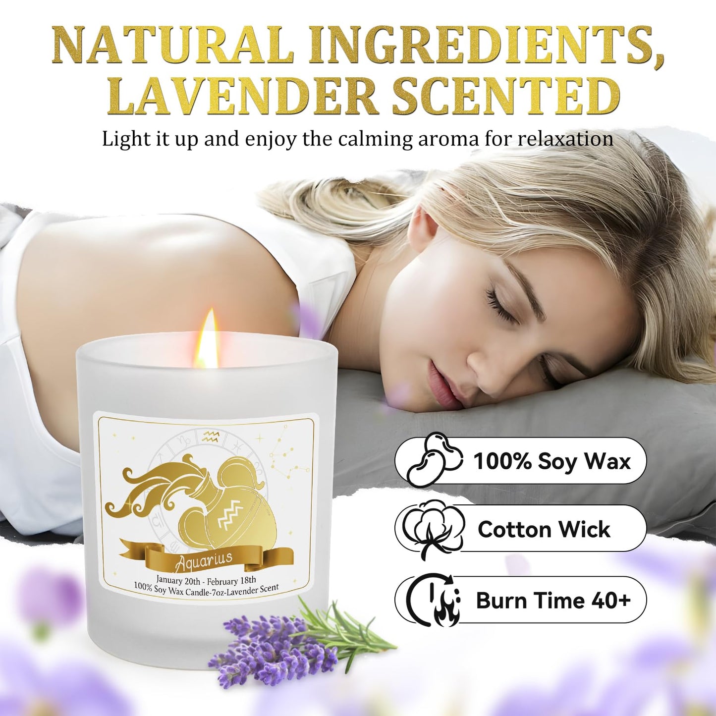 Aquarius Gifts for Women,Zodiac Scented Candles with Crystals and Healing Stones,Aquarius Gifts for Birthday,Graduation,Retirement,Meditation Yoga.Best Gift for Her,Mom,Sister,Teacher,Friends