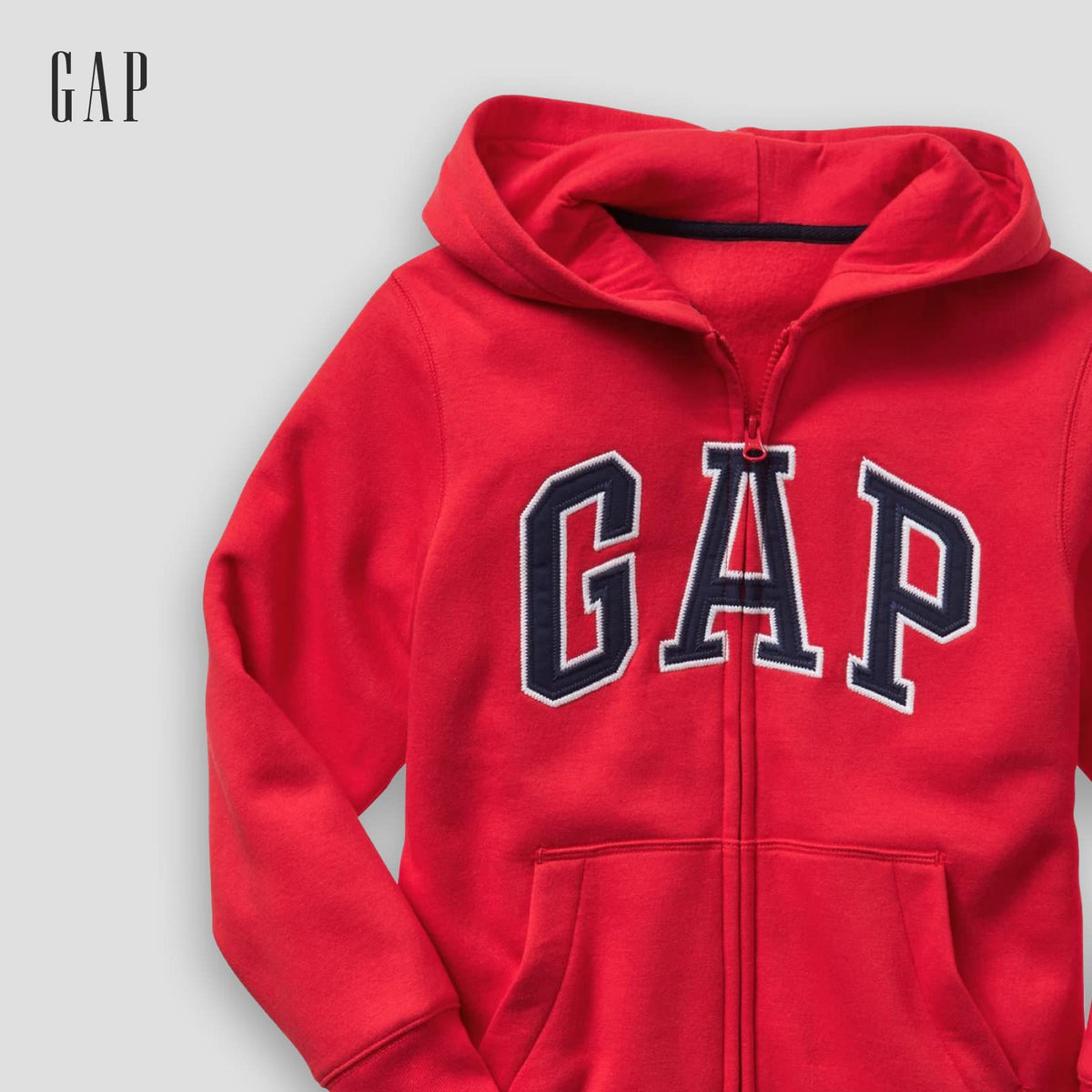 GAP boys Logo Hoodie Zip Sweatshirt, Pure Red V2, X-Small US