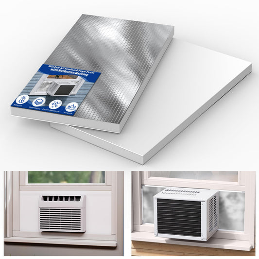 Wintcomfort Window Air Conditioner Insulated Foam Panels with Aluminum Foil, Waterproof Window AC Surround Insulation Panel with Top Seal Strip for Indoor Window AC Unit, Reflected Sunlight & Heat