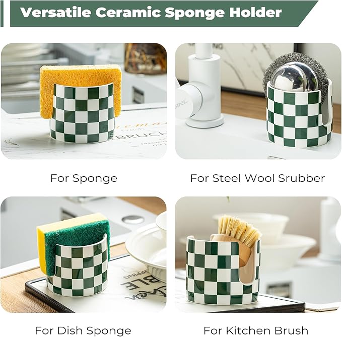 Ceramic Kitchen Sponge Holder, Dish Sponge Holder Suitable