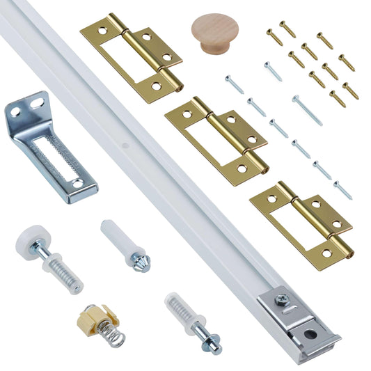 Bifold Door Hardware Kit, 30-Inch Bi-fold Closet Door Track Kit Bifold Closet Door Hardware Kit Folding Door Hardware Repair Replacement Tool Kit