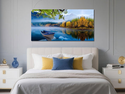 Arjun Tree Wall Art Canvas for Living Room Blue Tree of Life Nature Teal Abstract Textured Painting Picture Modern Panoramic Landscape Artwork Framed Bedroom Home Office Decor, Large Size 40"x20"