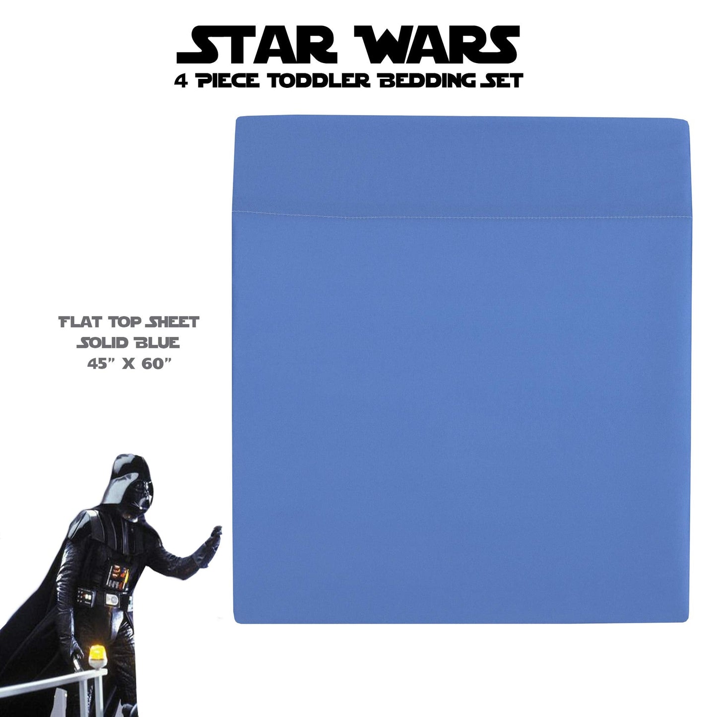 Disney Star Wars Galaxies Await 4 Piece Toddler Bedding Set Fitted Sheet, Pillow Case, Top Sheet, and Comforter Quilt - Blue