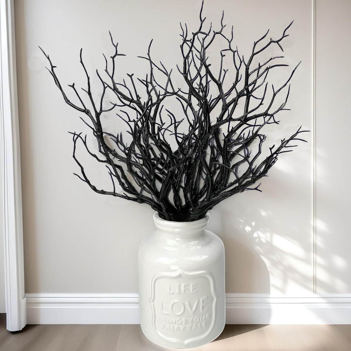 Threemonkys 13.8 inches Artificial Coral Branches Fake Antler Branches Small Branches for Home Decoration Flower Arrangement Wedding Christmas Halloween Festival (Black 10PCS)