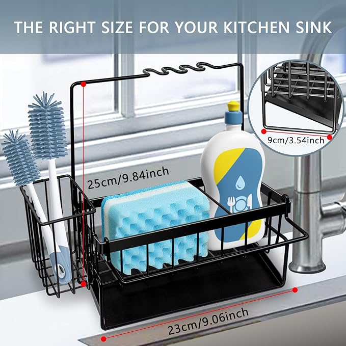 Yazoni Sponge Holder for Kitchen Sink, Rustproof Kitchen Sink Organizer