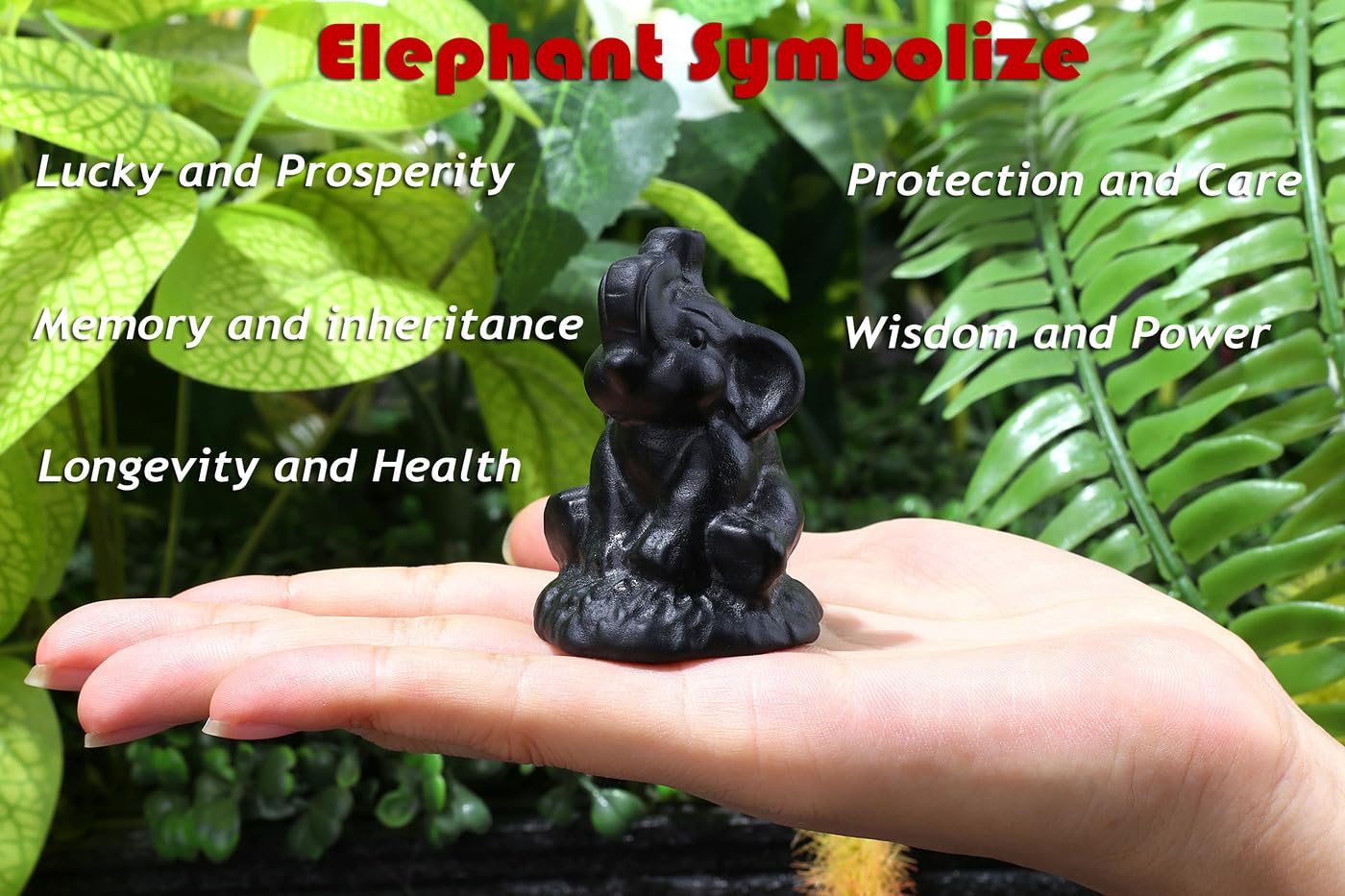 ZHIYUXI 2.2" Crystal Elephant Figurine, Black Crystal Elephant Statue Decor for Home Office Shelf, Housewarming Good Luck Gifts for Women Men, Small Sculpture for Desk & Living Room Decoration
