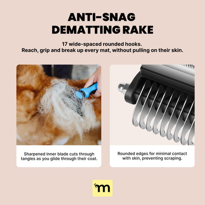 MalsiPree Dog Grooming Brush for Shedding - 2 in 1 Deshedding Tool and Undercoat Rake - Long and Short Haired Dog Brush, Cat Brush - Dematting Comb and Dog Brushes for Shedding (Large, Blue)