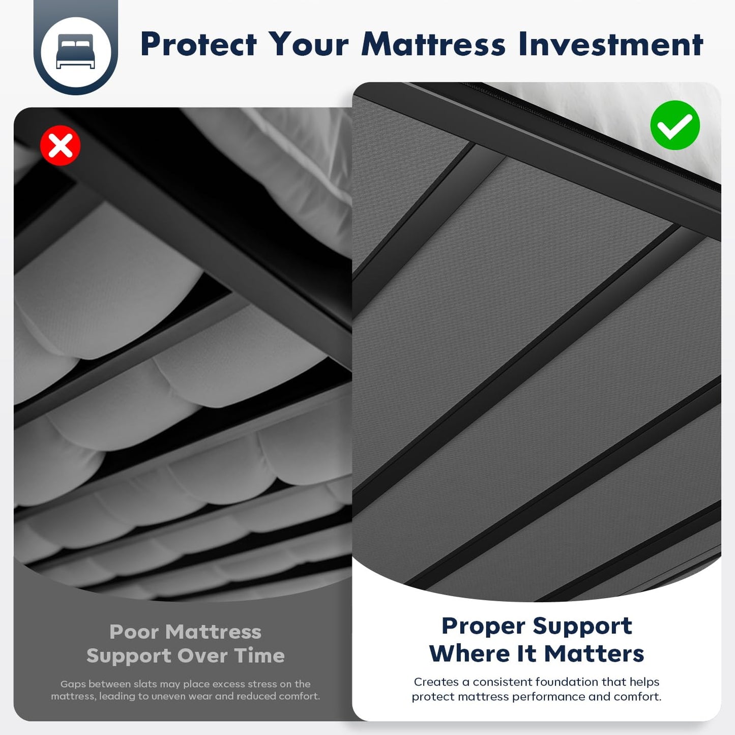 BedBro Queen Bunkie Board 10mm (60" x 80") – Black Under Mattress Support, Anti-Sag & Noise-Free, Breathable Low Profile Bed Board for Metal Frame, Platform & Slatted Beds