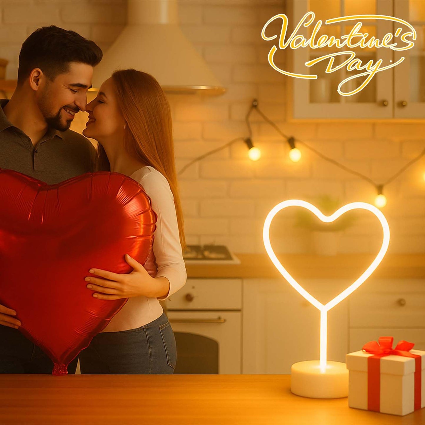 BHCLIGHT Pink Heart Neon Sign, Valentines Day LED Neon Light Battery Operated or USB Powered Valentines Pink Heart Lights, Table Lamp for Galentines Day Decorations, Wedding, Gifts for Women, Lover