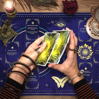 INFUNLY Tarot Card Bag Tablecloth Set Purple Butterfly Altar Cloth 30x20 Velvet Tarot Tablecloth with Pentacle Pendant Astrology Divination Non Slip Mat for Cards Reading Crystals Spiritual Rituals
