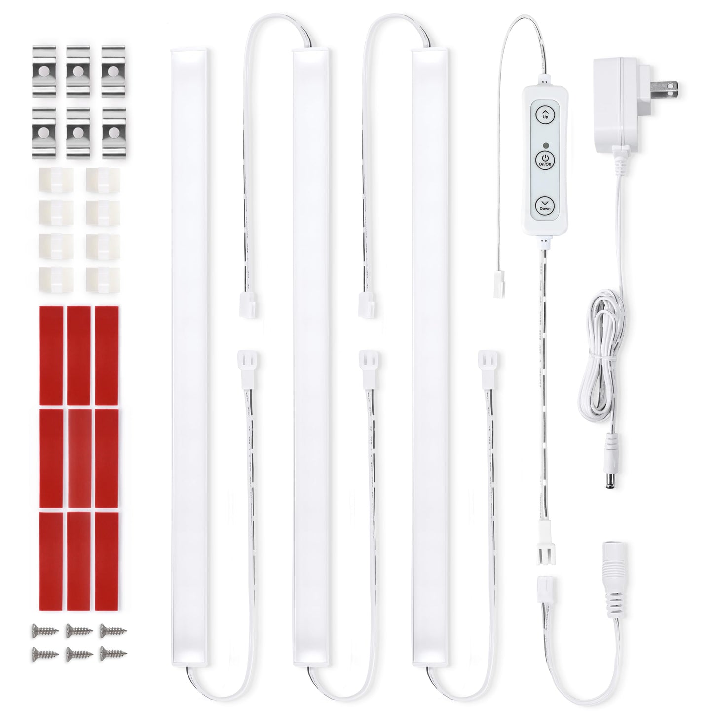 Litever Under Cabinet Lighting Set Plug in, 3 pcs 12 Inches LED Light Bars. Super Bright Dimmable Linkable for Kitchen Undercabinet Counter Top Shelf Pantry Closet Display Lighting. Warm White 3000K