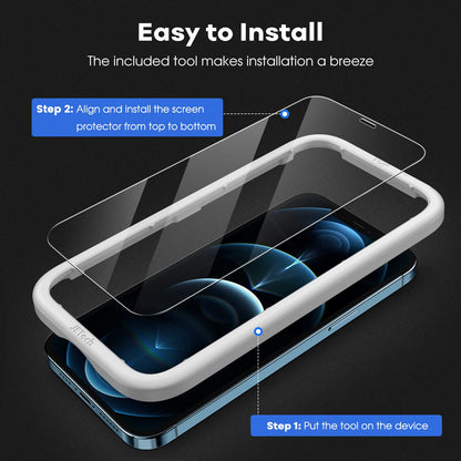 JETech Full Coverage Screen Protector for iPhone 16e 2025, iPhone 13/13 Pro 6.1-Inch, Tempered Glass Film with Easy Installation Tool, Case-Friendly, HD Clear, 3-Pack