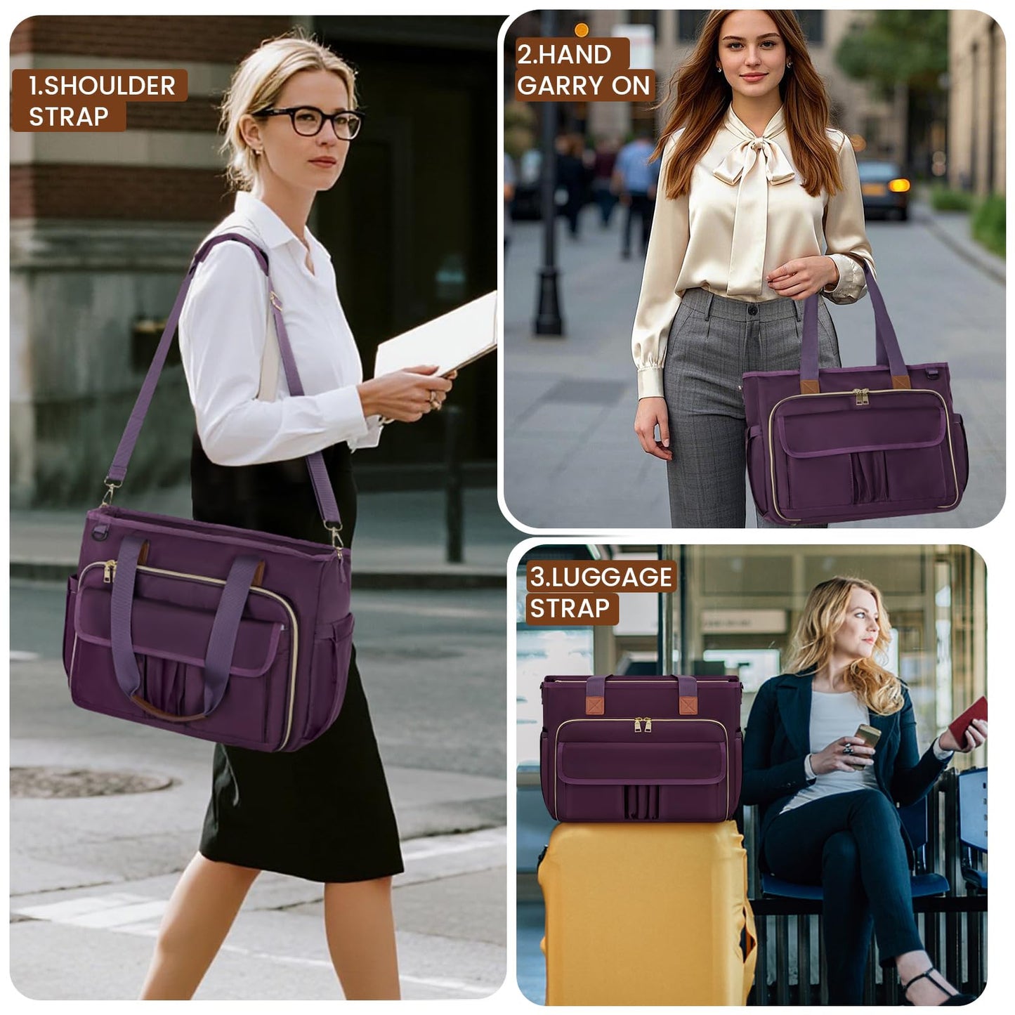 RAINSMORE Teacher Tote Bag 15.6 inch Laptop Bag for Women Work Bags Nurse Bag Lightweight Laptop Tote Computer Messenger Shoulder Bags with Insulated Pocket, Professional Laptop Briefcase