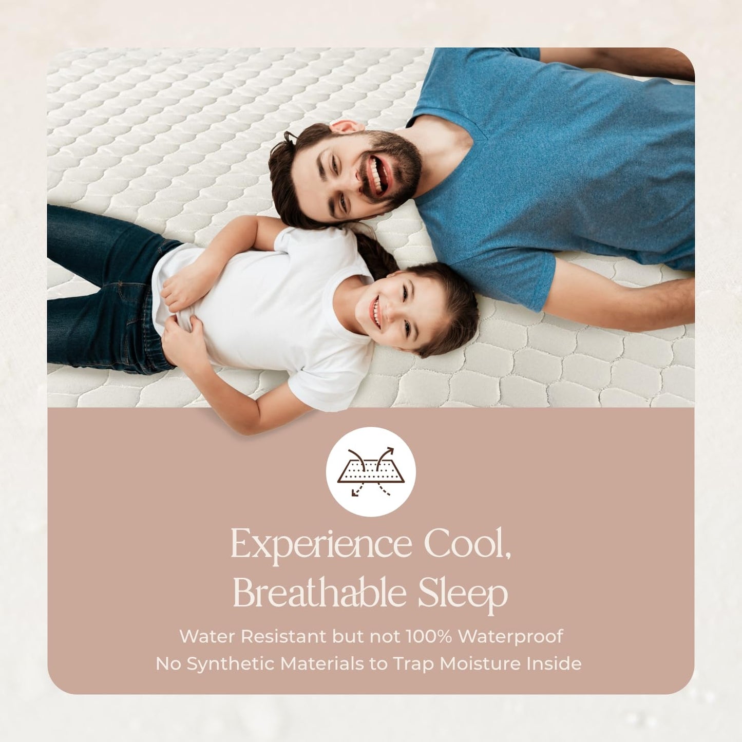 100% Cotton Organic Mattress Pad - Breathable & Cooling Mattress Protector King Size - Premium 300GSM Quilted and Machine Washable - Fairtrade & GOTS Certified Bed Protector (Ivory, King)